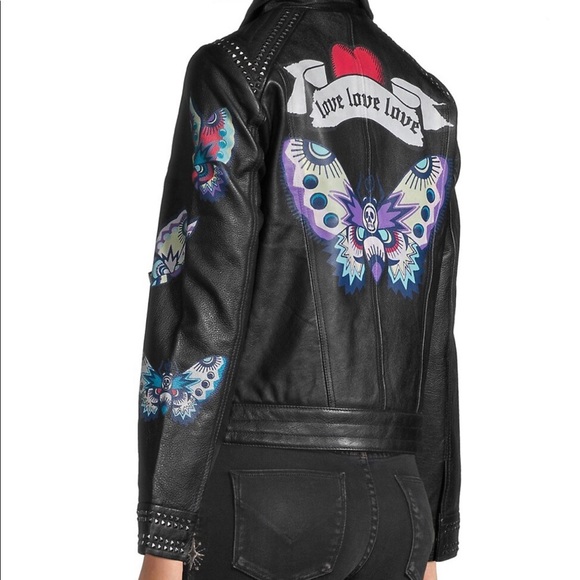 Zadig & Voltaire Kawai Cuir Paint 100% Cow Leather Jacket Sz L NWT - Picture 12 of 13